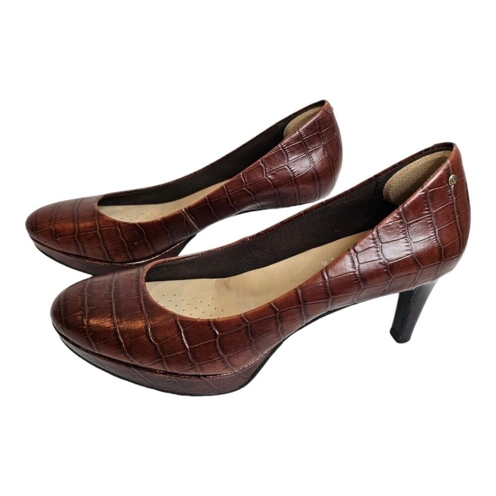 Rockport Adiprene by Adidas Leather Alligator Print Platform High Heel Size 7.5 - Picture 5 of 12